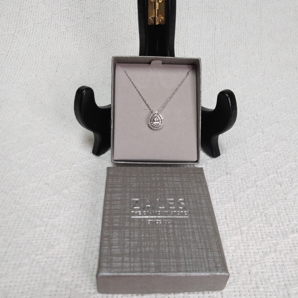 Zales Jewelry - Zales White Sapphire Pear Shaped Pendant Necklace